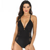 Image of One Piece Swimsuit Sexy Deep V Neck Push Up Halter Swimwear Monikini Hollow Slim Beachwear Bathing Swimming Suit for Women