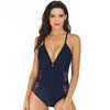 Image of One Piece Swimsuit Sexy Deep V Neck Push Up Halter Swimwear Monikini Hollow Slim Beachwear Bathing Swimming Suit for Women