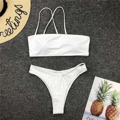 One shoulder thong bikinis 2020 mujer bathers High cut black swimwear women biquini Bandeau push up swimsuit female bathing suit