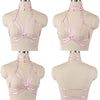 Image of Original Design Pink Collar Bow Harness Bra Kawaii Open Chest Bondage Body Cage Pastel Gothic Body Harness Belt