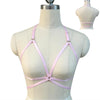 Image of Original Design Pink Collar Bow Harness Bra Kawaii Open Chest Bondage Body Cage Pastel Gothic Body Harness Belt