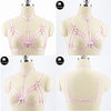 Image of Original Design Pink Collar Bow Harness Bra Kawaii Open Chest Bondage Body Cage Pastel Gothic Body Harness Belt