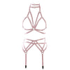 Image of Original Design Pink Collar Bow Harness Bra Kawaii Open Chest Bondage Body Cage Pastel Gothic Body Harness Belt