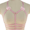 Image of Original Design Pink Collar Bow Harness Bra Kawaii Open Chest Bondage Body Cage Pastel Gothic Body Harness Belt