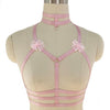 Image of Original Design Pink Collar Bow Harness Bra Kawaii Open Chest Bondage Body Cage Pastel Gothic Body Harness Belt