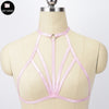 Image of Original Design Pink Collar Bow Harness Bra Kawaii Open Chest Bondage Body Cage Pastel Gothic Body Harness Belt