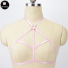 Image of Original Design Pink Collar Bow Harness Bra Kawaii Open Chest Bondage Body Cage Pastel Gothic Body Harness Belt