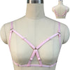 Image of Original Design Pink Collar Bow Harness Bra Kawaii Open Chest Bondage Body Cage Pastel Gothic Body Harness Belt