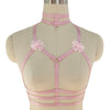 Image of Original Design Pink Collar Bow Harness Bra Kawaii Open Chest Bondage Body Cage Pastel Gothic Body Harness Belt