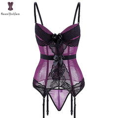 Padded Bra Lingerie Corset Sexy Women Night Wear Waist Trimmer Lace Transparent Elastic Boned Waist Slimming Underwear Bustiers