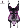 Image of Padded Bra Lingerie Corset Sexy Women Night Wear Waist Trimmer Lace Transparent Elastic Boned Waist Slimming Underwear Bustiers