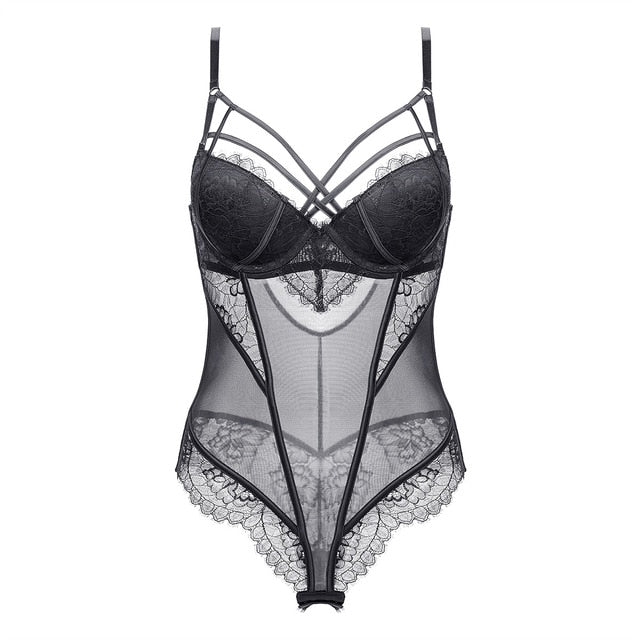 Padded Bra Lingerie Sexy Corset Bustier Women Underwear Elasticity Transparent Straps Corset Waist Trainer Sleepwear Black White