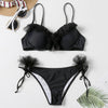 Image of Padded Push Up Bikini Set Underwire Flower Ruffles Swimsuit For Women Sexy Solid Bandeau Female Bathing Suit 2018 Summer Biquini