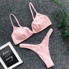 Image of Padded Push Up Bikini Set Underwire Flower Ruffles Swimsuit For Women Sexy Solid Bandeau Female Bathing Suit 2018 Summer Biquini