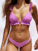 Image of Padded Push Up Bikini Set Underwire Flower Ruffles Swimsuit For Women Sexy Solid Bandeau Female Bathing Suit 2018 Summer Biquini