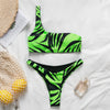Image of Peachtan One shoulder neon green bikini 2019 micro Bandeau swimwear women bathing suit biquini Summer beachwear Push up swimsuit