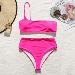 Peachtan Ribbed bikini set Neon biquinis Feminino 2020 swimwear Women bathers Woman swimsuit Female Thong bandeau bathing suit