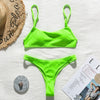 Image of Peachtan Ribbed bikini set Neon biquinis Feminino 2020 swimwear Women bathers Woman swimsuit Female Thong bandeau bathing suit