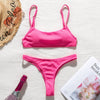 Image of Peachtan Ribbed bikini set Neon biquinis Feminino 2020 swimwear Women bathers Woman swimsuit Female Thong bandeau bathing suit