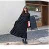 Image of Plus Size 2019 Spring Summer European Style Brand Cothing Loose Long Sleeve Women Dresses Print Dot Linen Vestidos O-Neck Robe