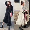 Image of Plus Size 2019 Spring Summer European Style Brand Cothing Loose Long Sleeve Women Dresses Print Dot Linen Vestidos O-Neck Robe