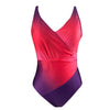 Image of Plus Size Gradient Colorblock One Piece Swimsuit Low Cut Fashion Sexy Halter Swimsuit Padded Push Up Off Shoulder Beachwear #Y1