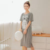 Image of Plus Size Ladies Cartoon Sleepwear Long Sleeve Cute Nightdress Negligee Summer Cotton Nightgown Casual Nightshirt Home Dress