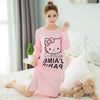 Image of Plus Size Ladies Cartoon Sleepwear Long Sleeve Cute Nightdress Negligee Summer Cotton Nightgown Casual Nightshirt Home Dress