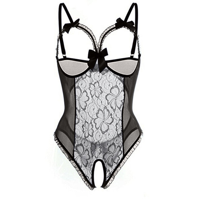 Plus Size Open Bra Open Crotch Women Lace Sexy Lingerie Hot Transparent Babydoll Dress Erotic Costumes