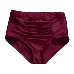 Plus Size S-5XL Women High Waist Ruched Thong Bikini Bottoms Tummy Control Swimsuit Briefs Swimming Trunks For Ladies Summer Hot