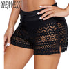 Image of Plus Size Swimwear Lace Shorts Bottom Two Piece Separate Swimming Bikinis Black Swimsuit Pants Woman Beach Sports Short Pants