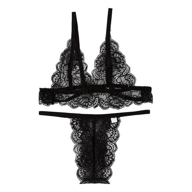 Plus Size Women Sexy Lingerie Transparent Bralette Set Lace Underwear Set Women Bra And Panty Set Sutia Bra Set Vs Ropa Interior