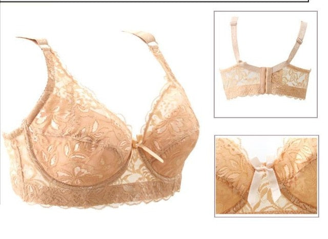 Plus size Foreign Trade Ultra-thin Lace Sexy Thin Cotton Cup Plump Big Push Up Bra  Bralette Encaje Sexy Bra modis lingerie