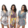 Image of Print Beach Dress Tunic Beachwear V-Neck Plus Size Bikini Cover Up Summer Swimwear Swimsuit Cover Ups Pareo Praia