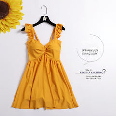 Push Up Swimming Suit for Women 2019 Swimwear Ladies Swimsuit V-Neck Underwire Skirted Bathing Suit Swim Beach Wear Dress