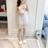 Image of QWEEK Nightgown Ladies Dress Lace Sexy Nightdress Backless Night Wear Sexy Cross Bandage Satin Nightwear Lingerie Nightgown