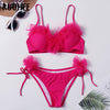 Image of RUUHEE Bandeau Bikini Swimwear Women Swimsuit Sexy Ruffle Bikini Set Push Up Bathing Suit Female Brazilian Leopard Swimsuit 2019