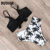 Image of RUUHEE Bikini Swimwear Women Swimsuit 2019 High Waist Bikini Set Push Up Front Knot Bathing Suit Women Summer Beach wear Biquini