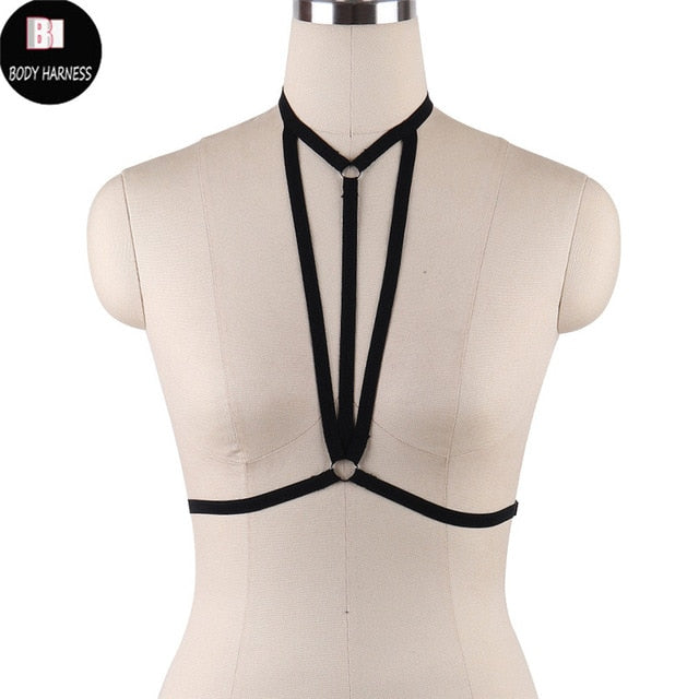Rave Wear Pentagram Bondage Body Harness Lingerie Goth Crop Tops Fetish  Cage Bra Lingerie Harness Belt Star Harness Bra