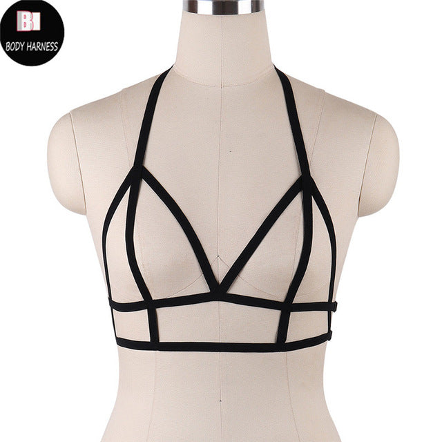 Rave Wear Pentagram Bondage Body Harness Lingerie Goth Crop Tops Fetish  Cage Bra Lingerie Harness Belt Star Harness Bra