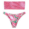 Image of Red Bandeau Bikini Set Swimwear Women High Leg Bikinis 2019 Mujer Swimsuit Watermelon print Biquini Swimming suit for Women