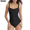 Image of Riseado Gorgeous Push Up One Piece Swimsuit Bandeau Swimwear Women Strap Solid Swimsuits Bathing Suits Ruched Beach Wear
