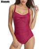 Image of Riseado Gorgeous Push Up One Piece Swimsuit Bandeau Swimwear Women Strap Solid Swimsuits Bathing Suits Ruched Beach Wear