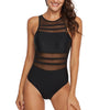 Image of Riseado Sexy Mesh One Piece Swimsuit 2020 Push Up Swimwear Women High Neck Bathing Suit Summer Beach Wear Backless Bodysuits