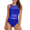 Image of Riseado Sexy Mesh One Piece Swimsuit 2020 Push Up Swimwear Women High Neck Bathing Suit Summer Beach Wear Backless Bodysuits