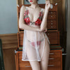 Image of Rose Embroidery Perspective Temptation Ultra-thin Sexy Lingerie Dress Nightdress Exotic Apparel Sexy Female Straps Nightdress