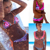 Image of Ruffle Bikini Set 2019 Summer Padded Printed Floral Push Up Swimsuit For Women Sexy Bandeau Female Leopard Bathing Suit Biquini