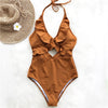 Image of Ruffle Swimsuit Women Backless Swimwear Women One Piece Swimsuit Padded Bathing Suit Ladies Beachwear Monokini Maillot De Bain