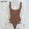 Image of SIBYBO Ribbed Knitted Sexy Bodysuits Women Black Sleeveless Spring Slim Rompers Womens Jumpsuit Basic Playsuit Womens Tops