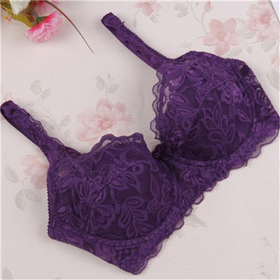 SVOKOR Women Bras Fashion Casual Sexy V-neck Solid Color Chest Pad Lace Sling Nylon Breathable Elasticity Comfortable Women Bras